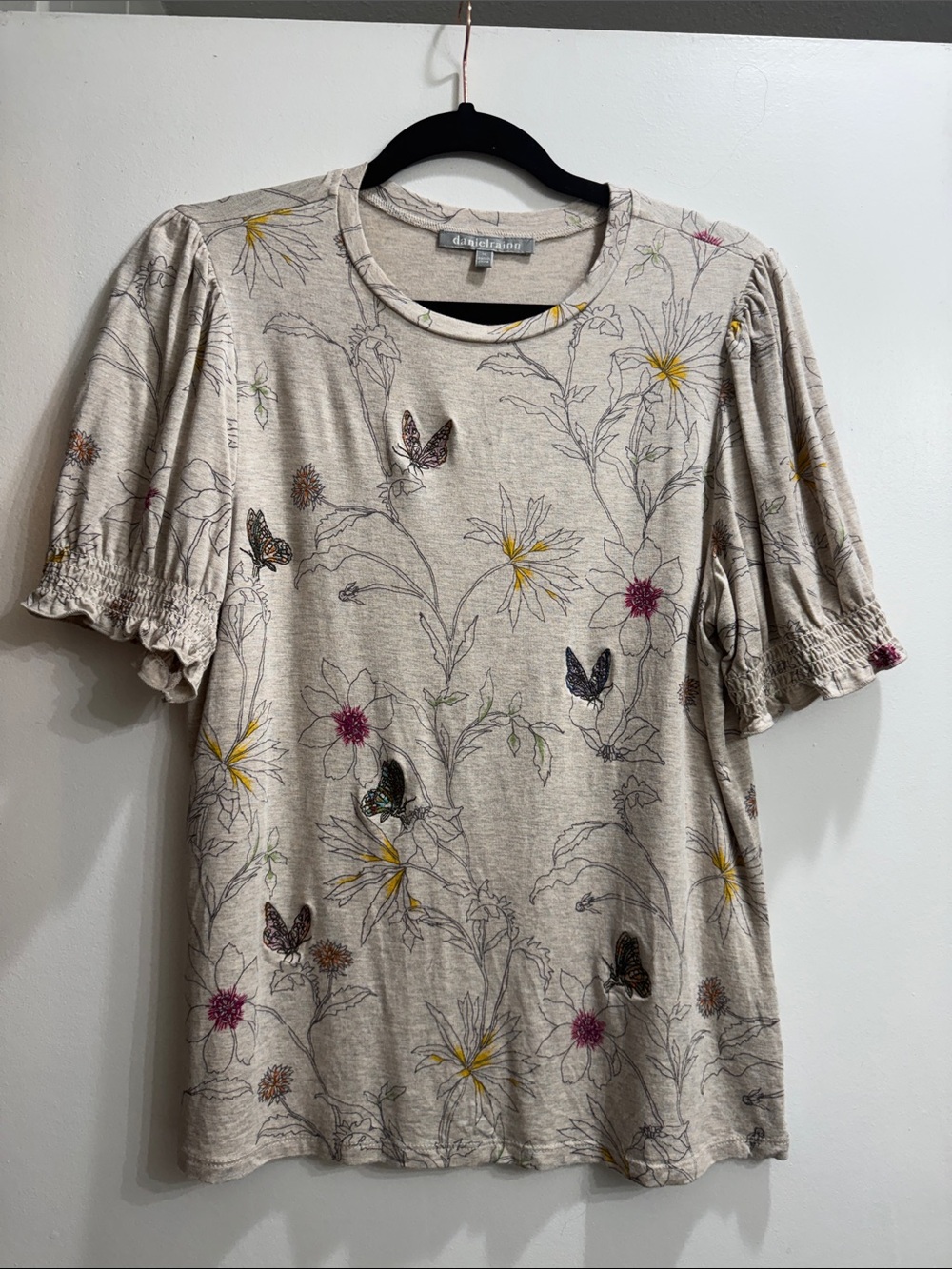 Floral Butterfly Short Sleeve Top
